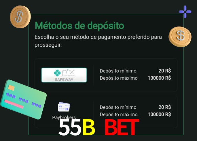 O cassino 55B Bet oferece uma grande variedade de métodos de pagamento